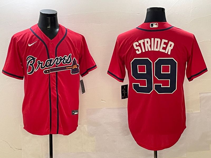 Men Atlanta Braves 99 Strider Red Game 2025 Nike MLB Jersey style 1
